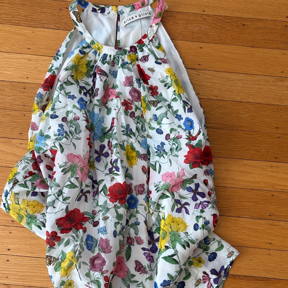 Alice and Olivia Floral Sleeveless Top with Multicolor Blooms - Picture 3 of 3